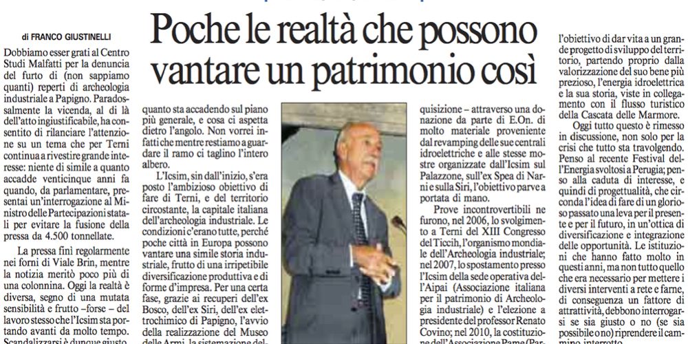 Giustinelli: poche le realtà che possono vantare un patrimonio così